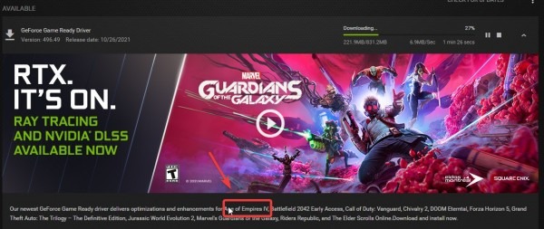 nvidiadriver update for age of empires 4