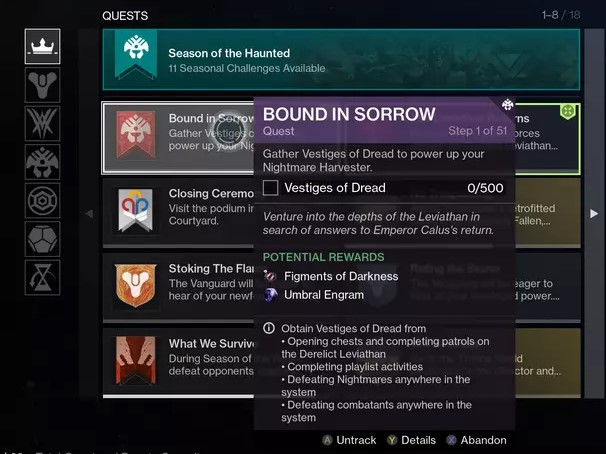Bound in sorrow quest line D2