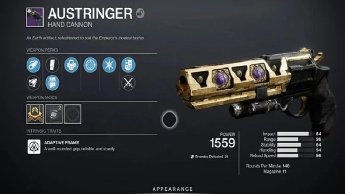 Destiny 2 - Austringer Hand Cannon Perks