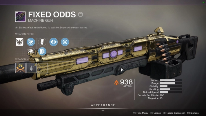 Destiny 2 - Fixed Odds Machine Gun Perks