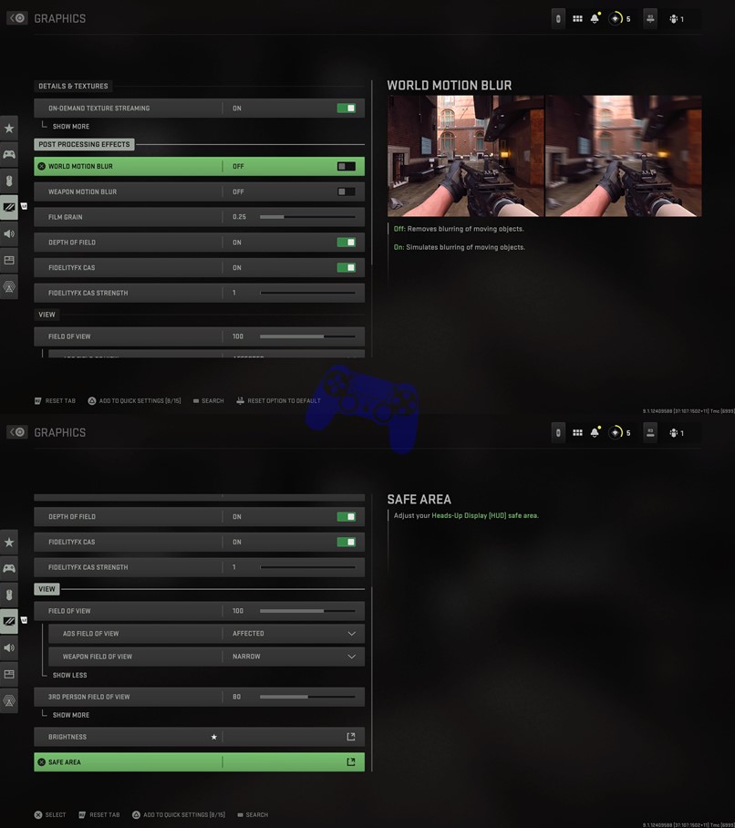 COD MW 2 graphics settings for PS5