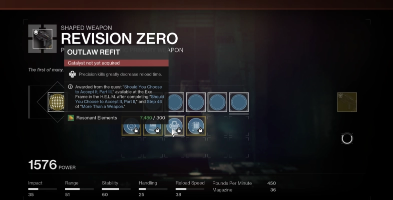 Destiny 2 - Revision Zero Catalyst Outlaw