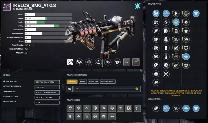 Destiny 2 - Season of the Seraph - IKELOS_SMG_v1.0.3 stats