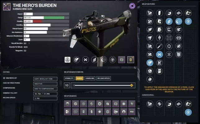 Destiny 2 - The Hero's Burden god rolls