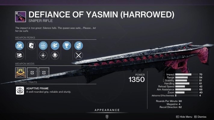Destiny 2 - Defiance of Yasmin harrowed
