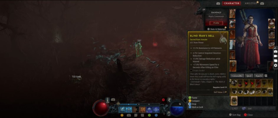 Diablo 4 - Blind Man's Bell Amulet