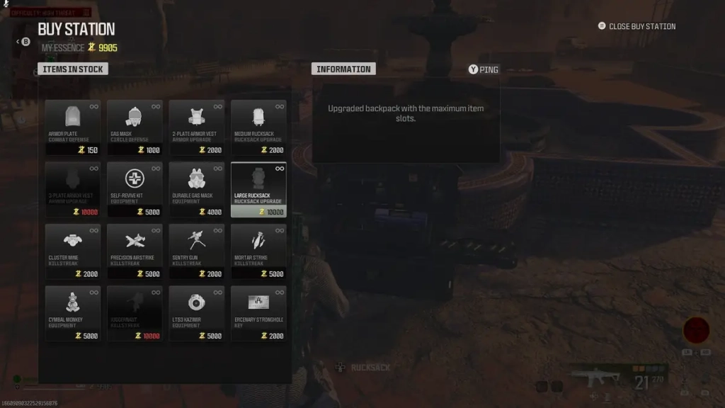 COD MW3 - buying large backpack