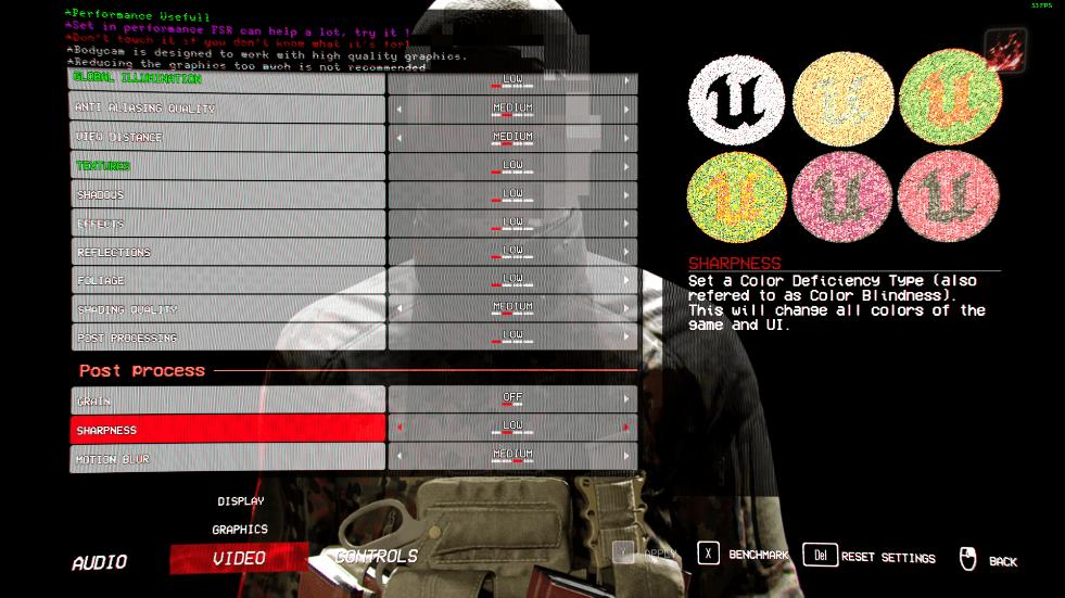 Bodycam game scaling options