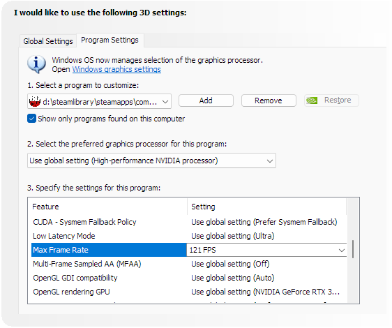 program settings max frame rate bodycam game