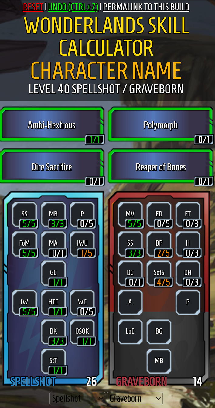 Your Fatemaker showing off a dual-class skill tree