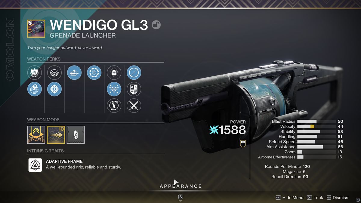 WENDIGO GL3 god rolls and weapon guide
