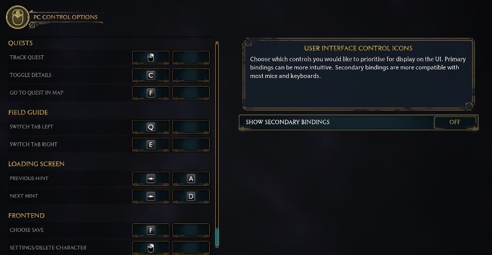 Hogwarts Legacy best keybinds