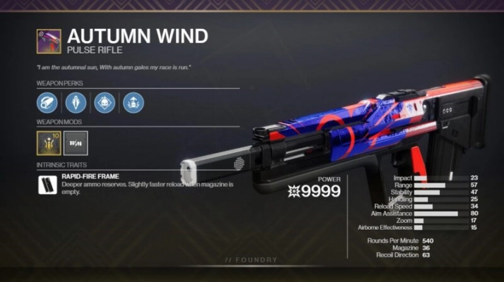 Destiny 2 - Lightfall - Autumn Wind stats