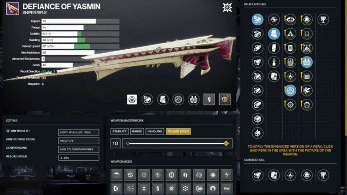 Destiny 2 - Defiance of Yasmin stats