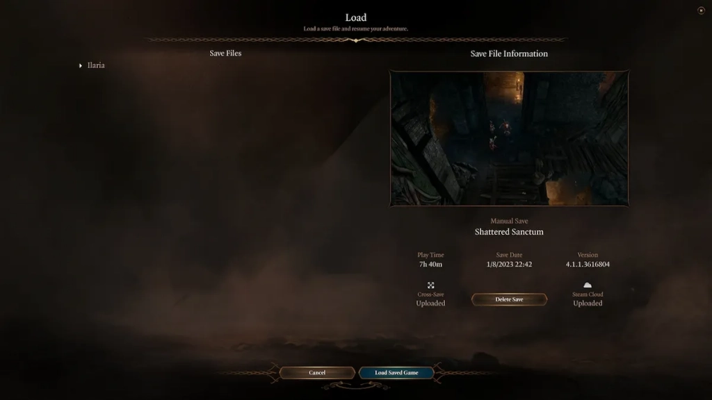 Baldur's Gate 3 - saved files information